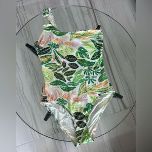 SOLID & STRIPED The Tati Palm Leaf One-Piece Swimsuit, Small